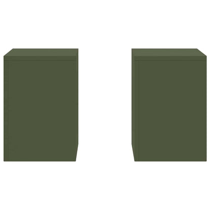 vidaXL Plant Stand 2 pcs Olive green 24 x 24 x 35 cm Steel