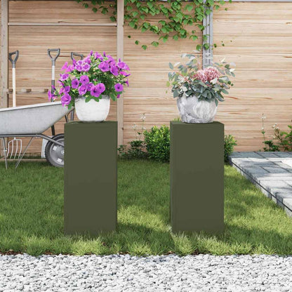 vidaXL Plant Stand 2 pcs Olive green 24 x 24 x 55 cm Steel