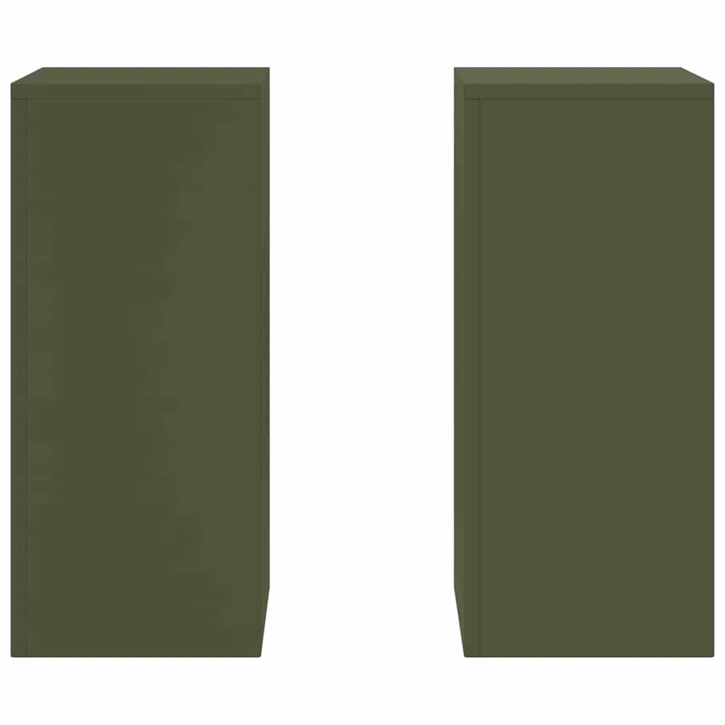 vidaXL Plant Stand 2 pcs Olive green 24 x 24 x 55 cm Steel