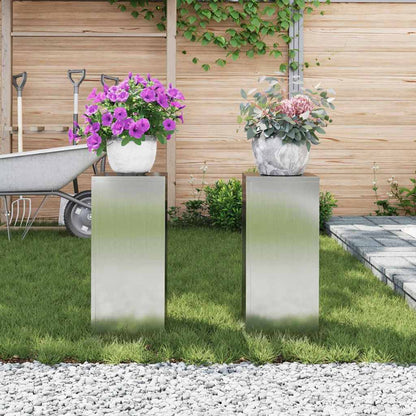 vidaXL Plant Stand 2 pcs Silver 24 x 24 x 55 cm Galvanised steel