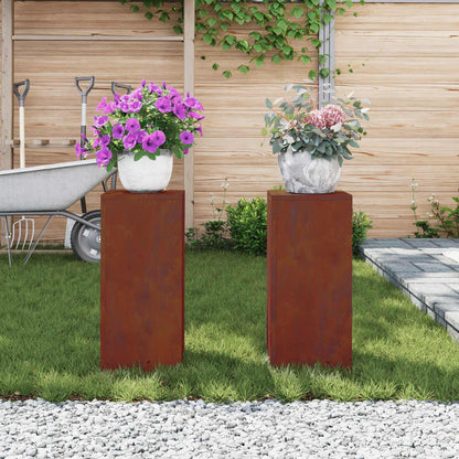 vidaXL Plant Stand 2 pcs Rusty 24 x 24 x 55 cm Weathering Steel