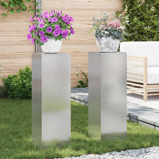 vidaXL Plant Stand 2 pcs Silver 24 x 24 x 75 cm Stainless steel