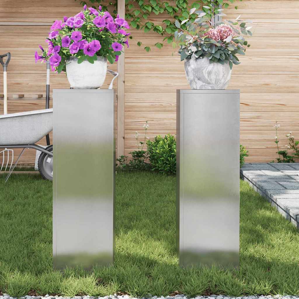vidaXL Plant Stand 2 pcs Silver 24 x 24 x 75 cm Stainless steel