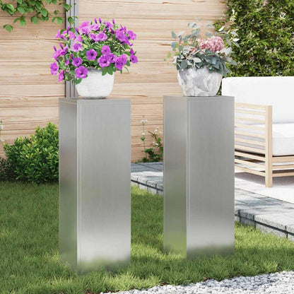 vidaXL Plant Stand 2 pcs Silver 24 x 24 x 75 cm Galvanised Steel