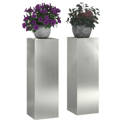 vidaXL Plant Stand 2 pcs Silver 24 x 24 x 75 cm Galvanised Steel