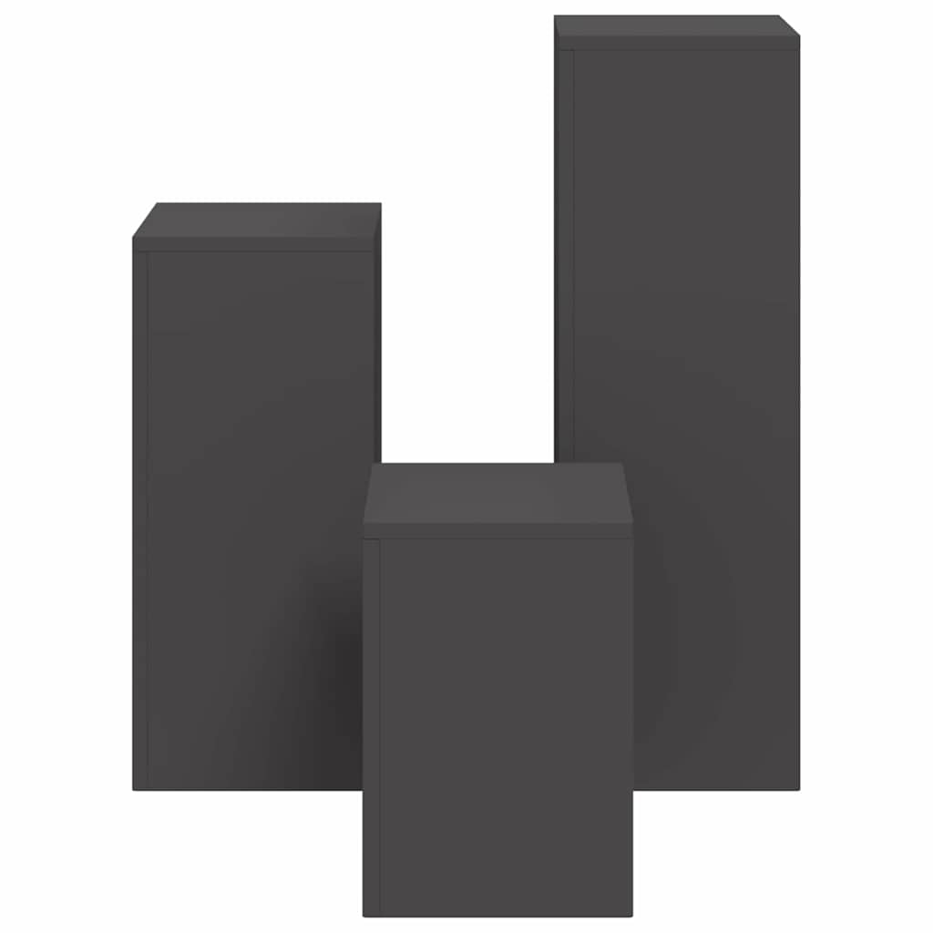 vidaXL Plant Stand 3 pcs Black Steel