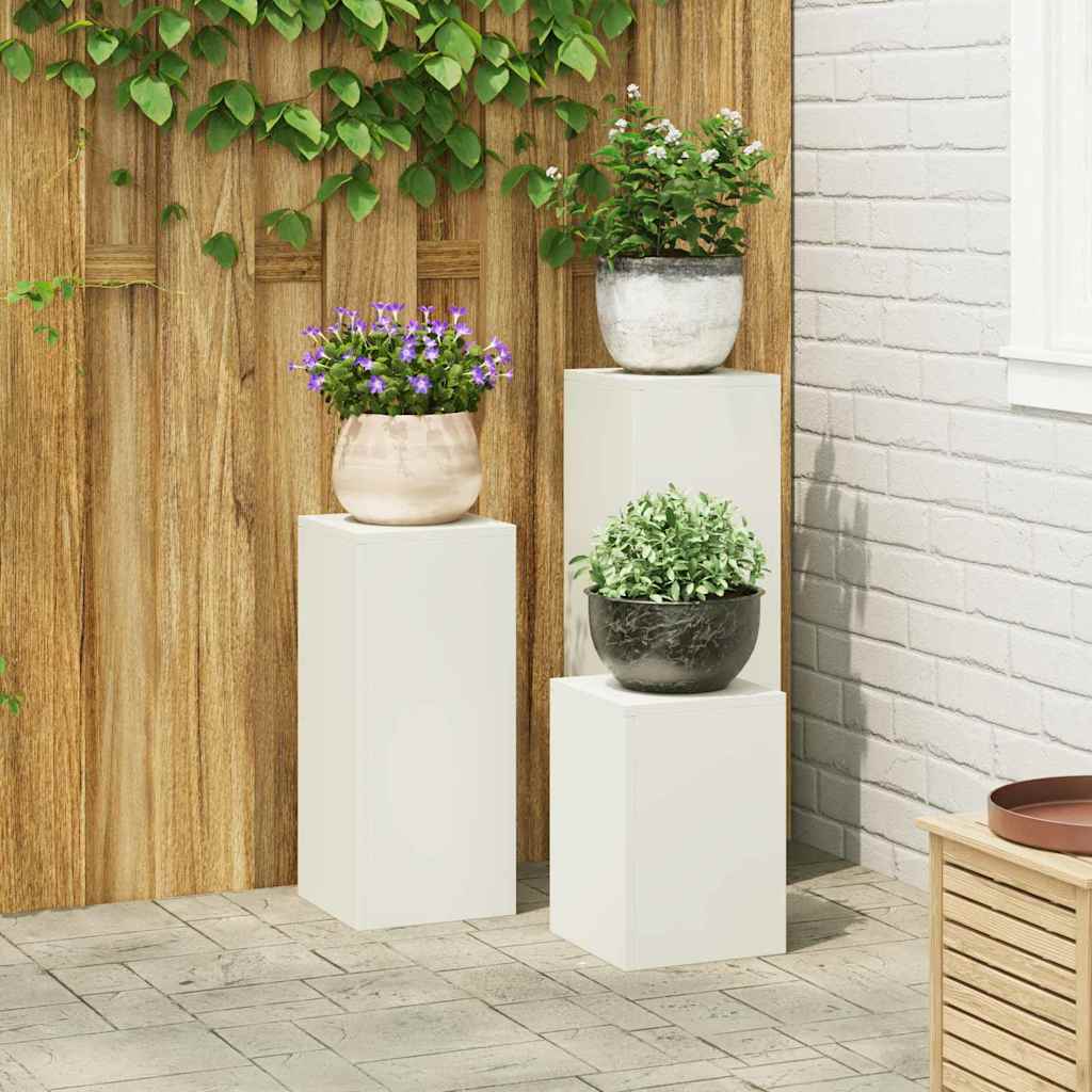 vidaXL Plant Stand 3 pcs White Steel