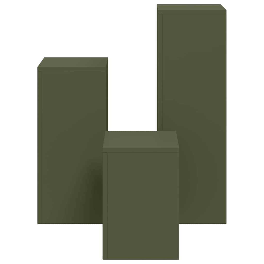 vidaXL Plant Stand 3 pcs Olive green Steel