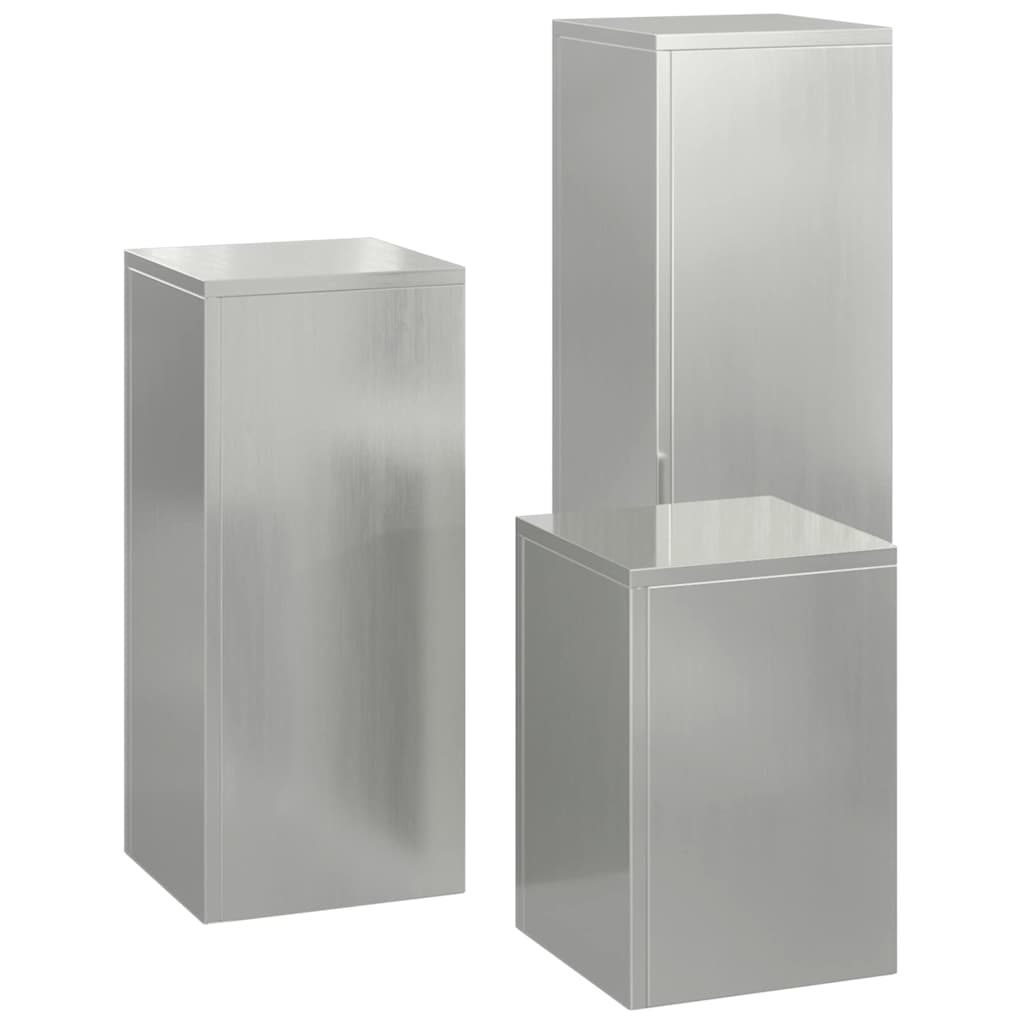 vidaXL Plant Stand 3 pcs Silver Galvanised steel