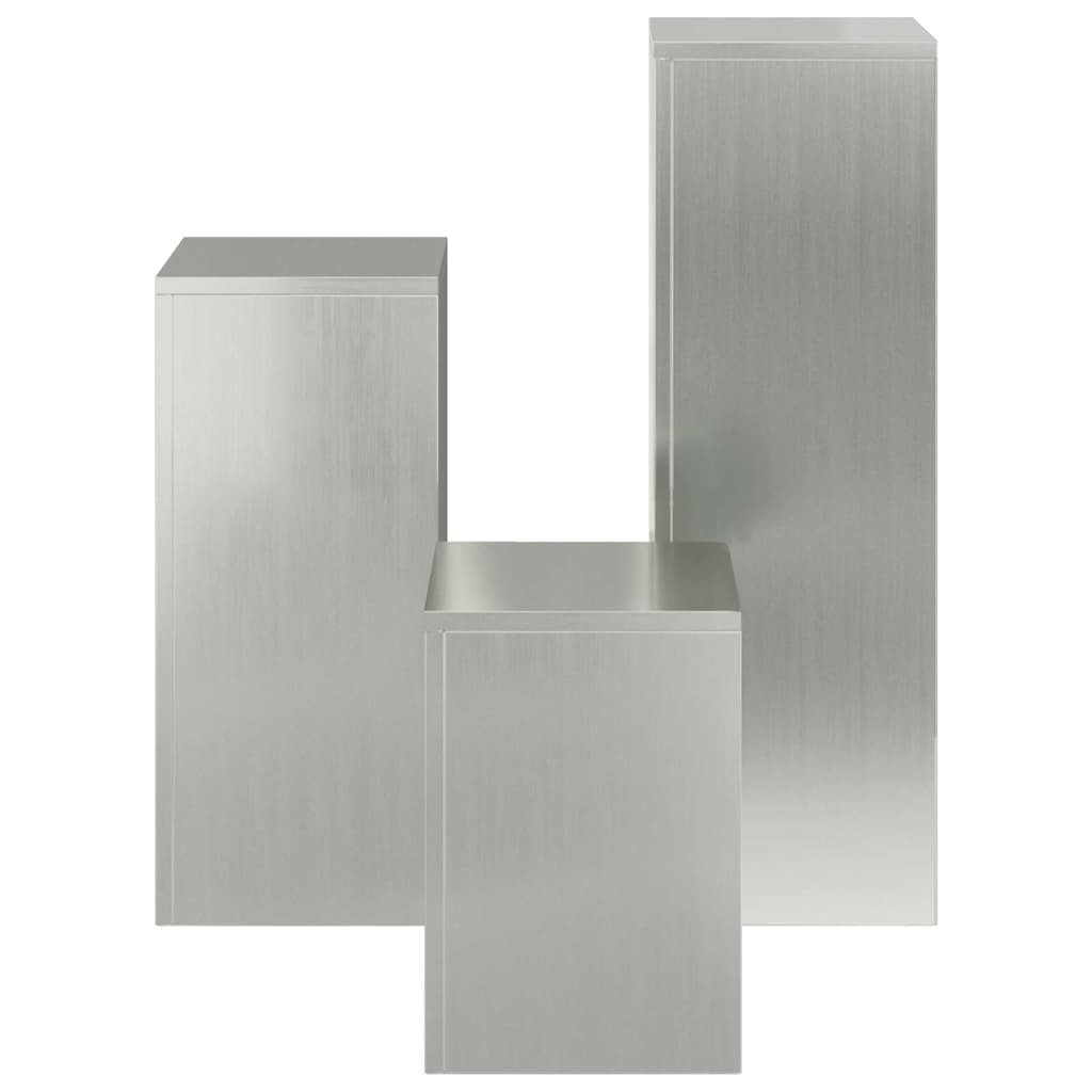 vidaXL Plant Stand 3 pcs Silver Galvanised steel