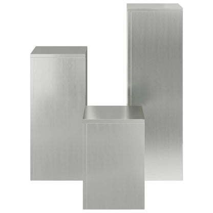 vidaXL Plant Stand 3 pcs Silver Galvanised steel