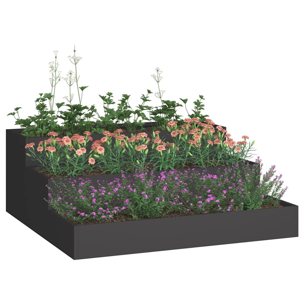vidaXL Garden Planter Black 90 x 90 x 35 cm Cold-rolled Steel