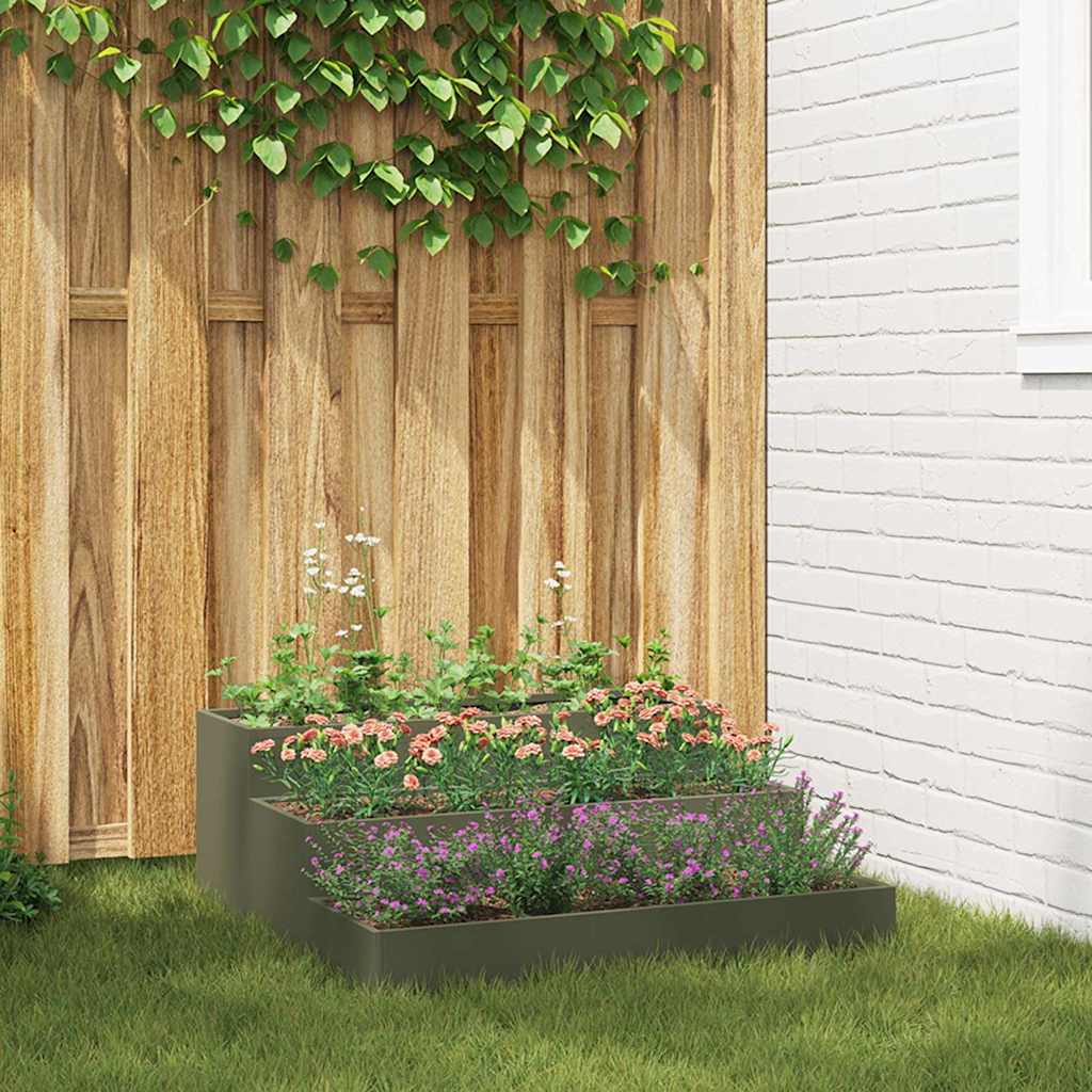 vidaXL Garden Planter Olive Green 90 x 90 x 35 cm Cold-rolled Steel