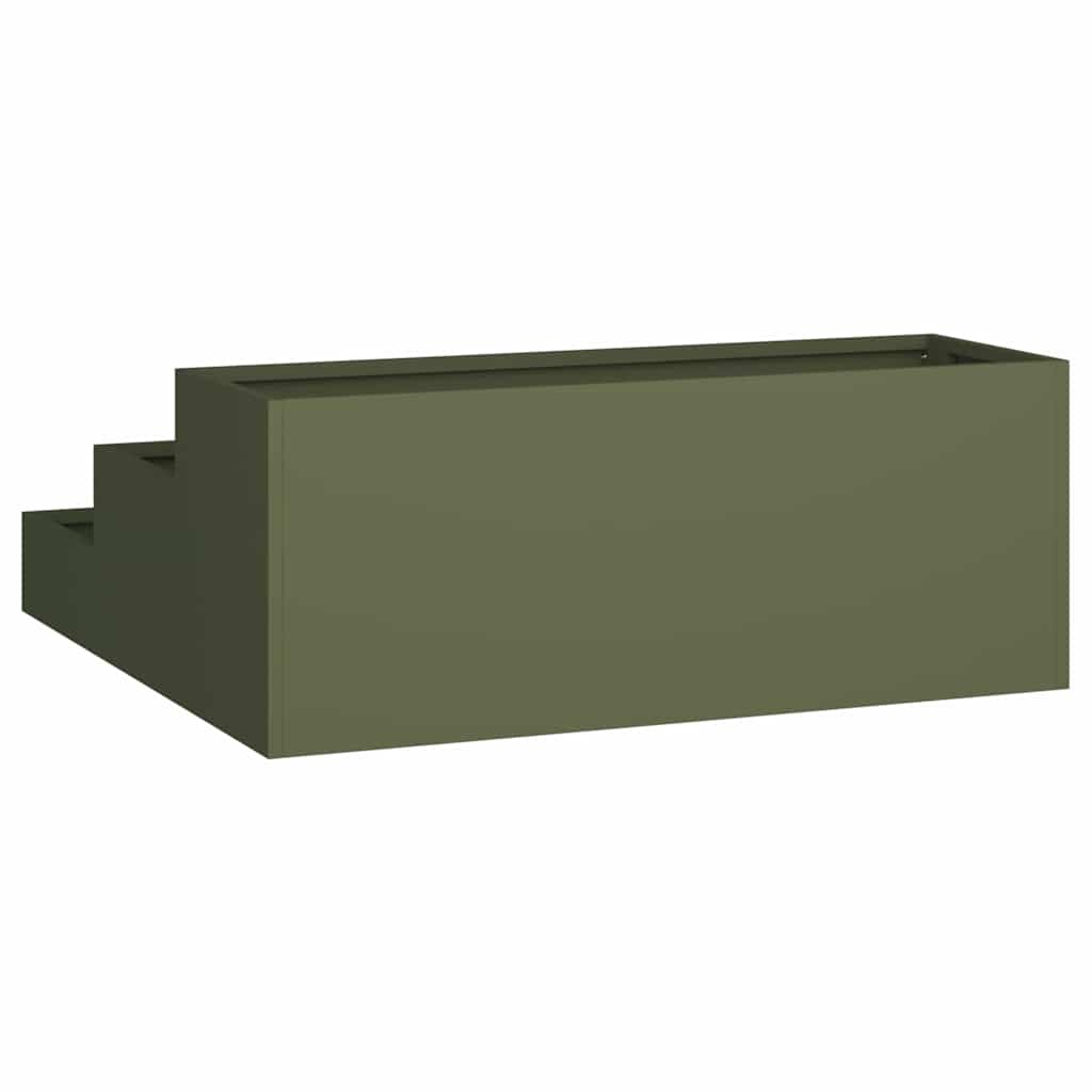vidaXL Garden Planter Olive Green 90 x 90 x 35 cm Cold-rolled Steel