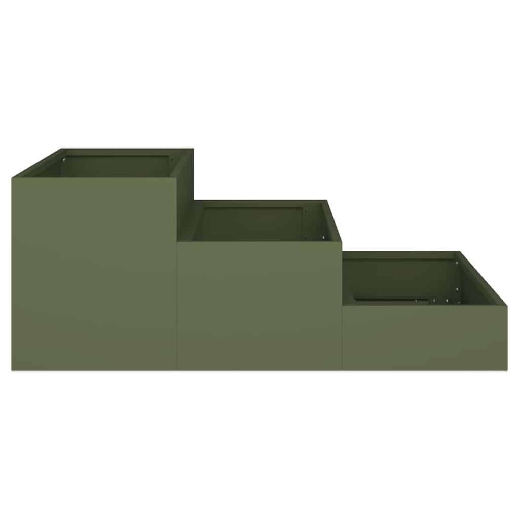 vidaXL Garden Planter Olive Green 90 x 90 x 35 cm Cold-rolled Steel