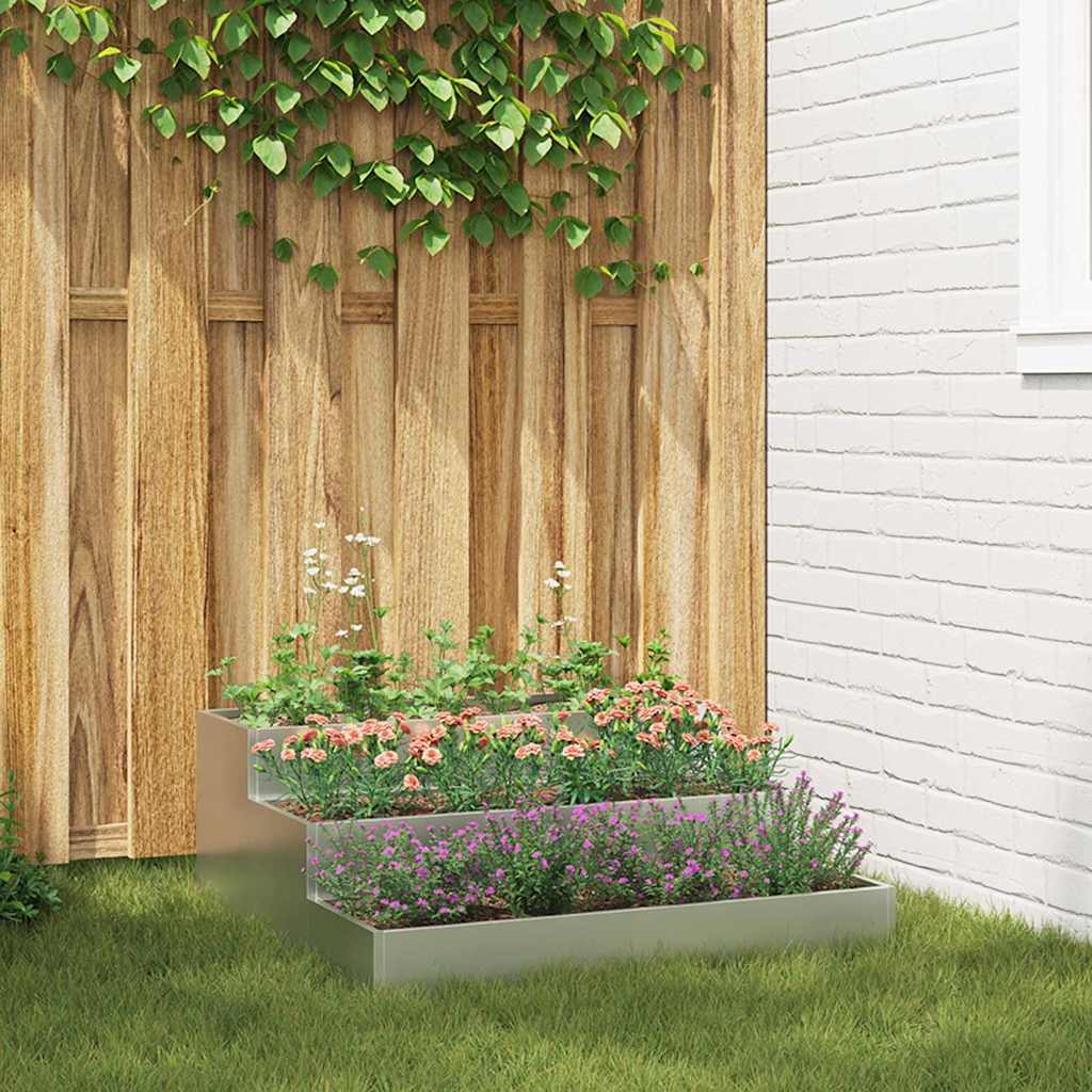 vidaXL Garden Planter Silver 90 x 90 x 35 cm Galvanised Steel