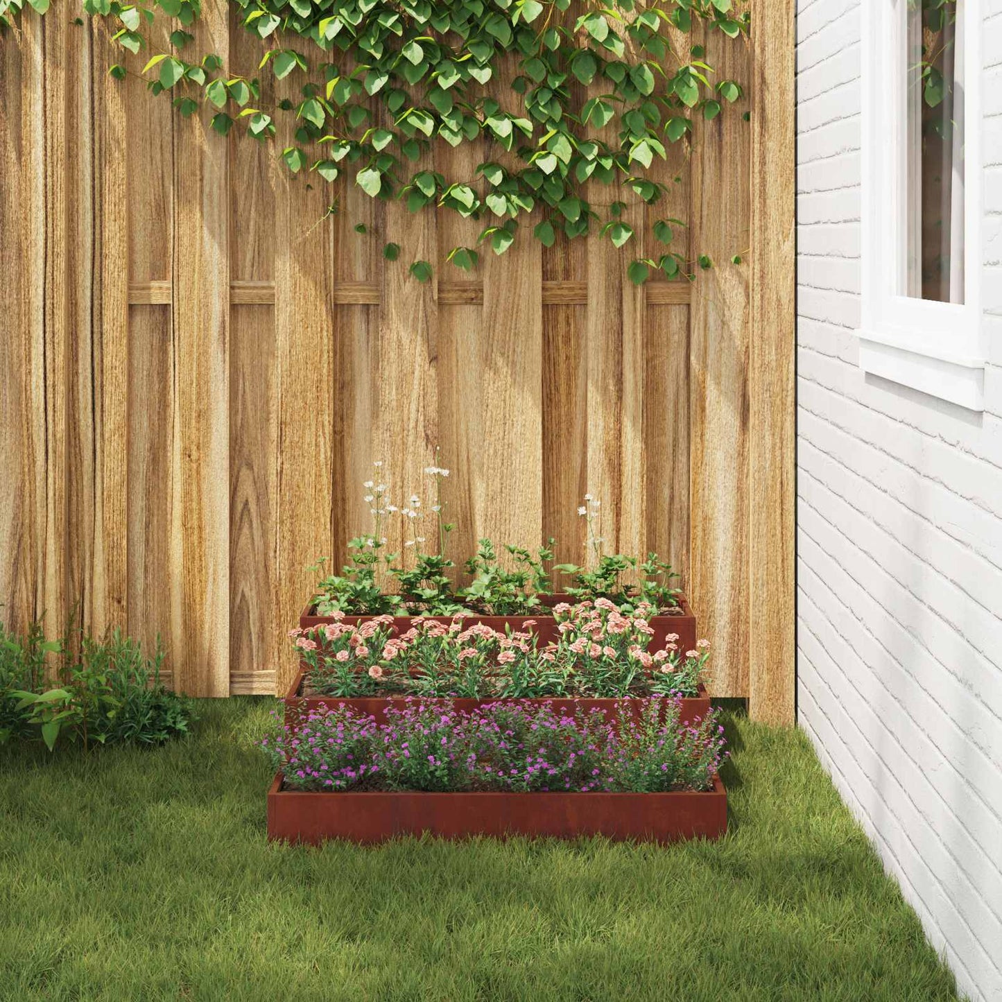 vidaXL Garden Planter Rusty 90 x 90 x 35 cm Weathering Steel