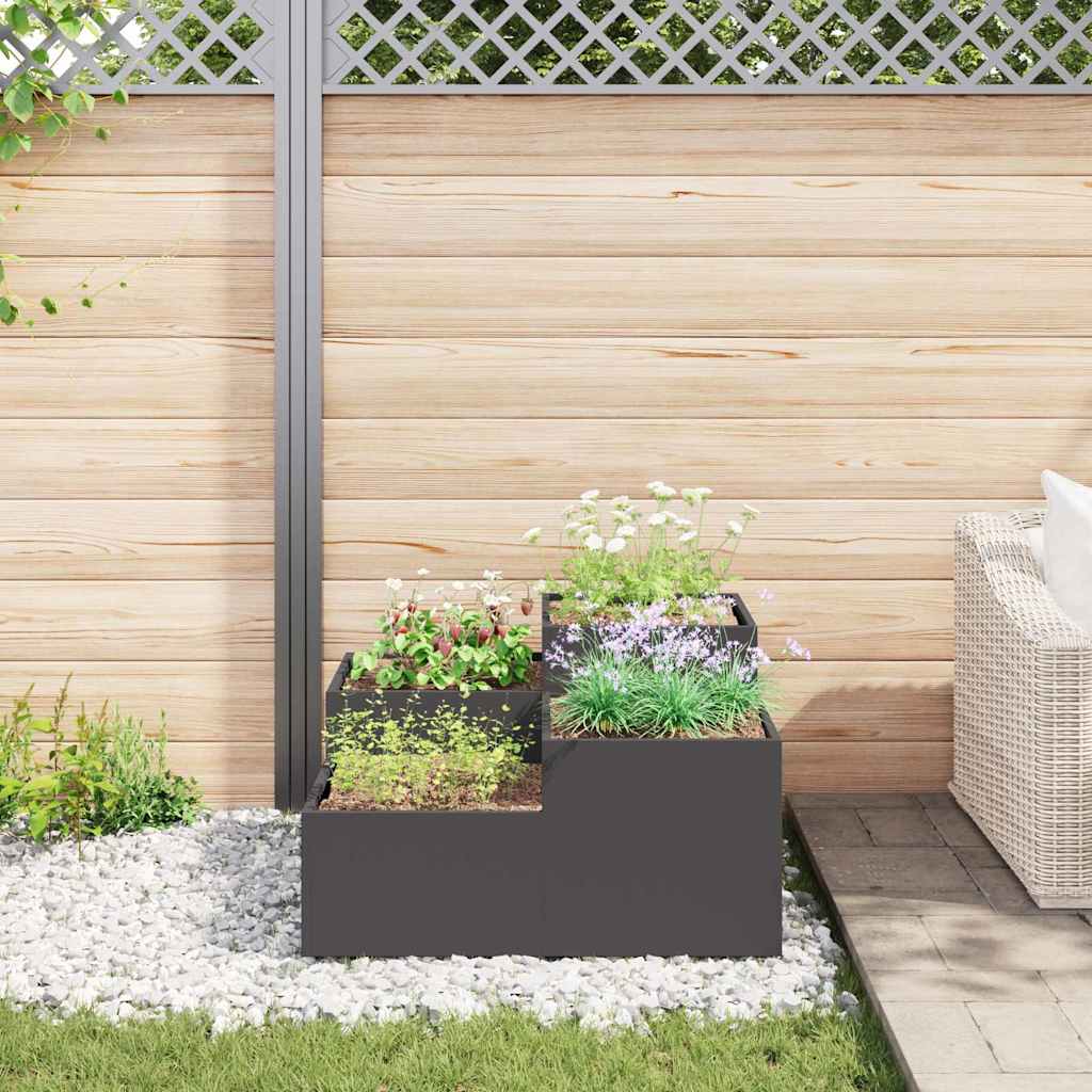vidaXL Garden Planter Black 80 x 80 x 48 cm Steel