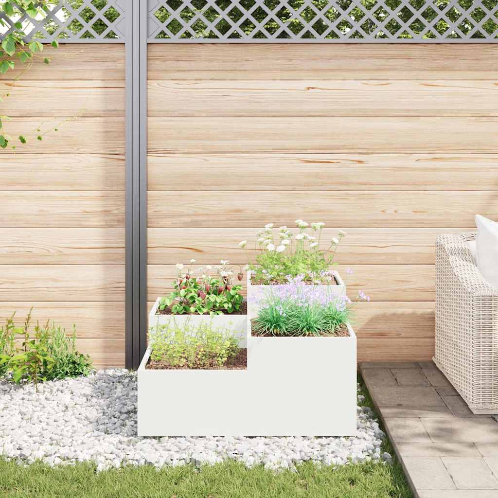 vidaXL Garden Planter White 80 x 80 x 48 cm Steel