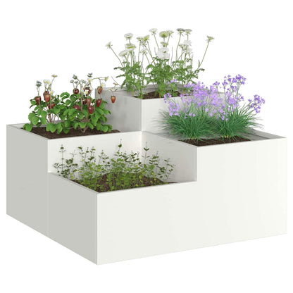 vidaXL Garden Planter White 80 x 80 x 48 cm Steel