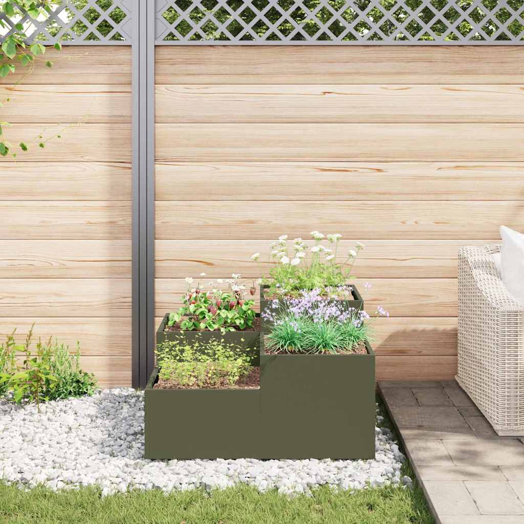 vidaXL Garden Planter Olive green 80 x 80 x 48 cm Steel