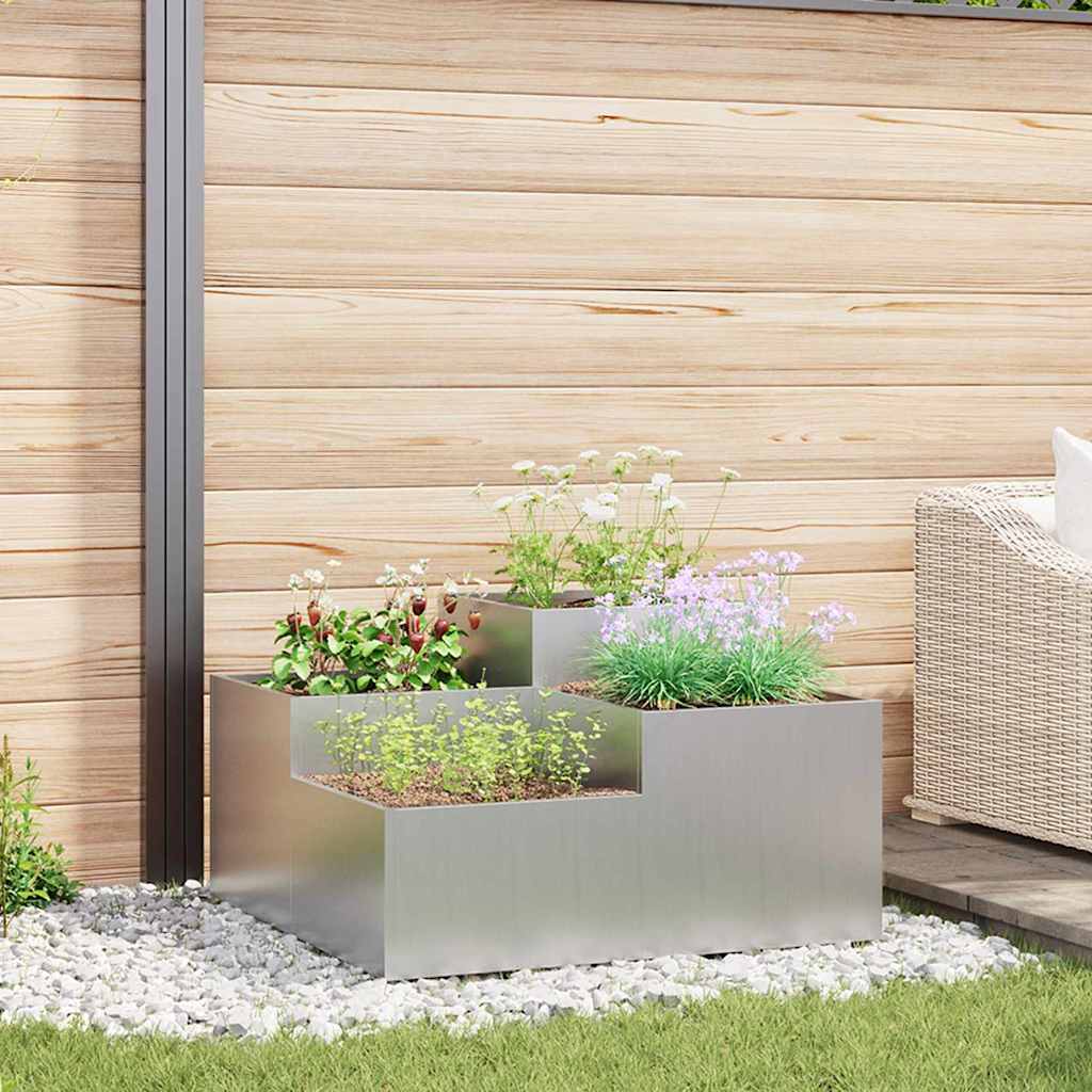 vidaXL Garden Planter Silver 80 x 80 x 48 cm Galvanised steel