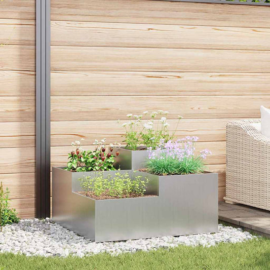 vidaXL Garden Planter Silver 80 x 80 x 48 cm Galvanised steel