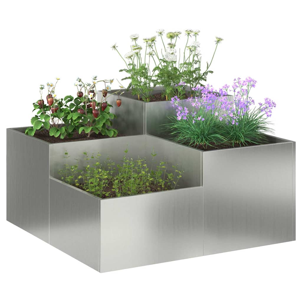 vidaXL Garden Planter Silver 80 x 80 x 48 cm Galvanised steel