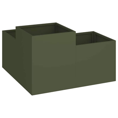 vidaXL Garden Planter Olive green 100 x 100 x 48 cm Steel