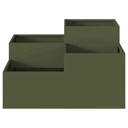vidaXL Garden Planter Olive green 100 x 100 x 48 cm Steel