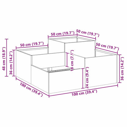 vidaXL Garden Planter Olive green 100 x 100 x 48 cm Steel