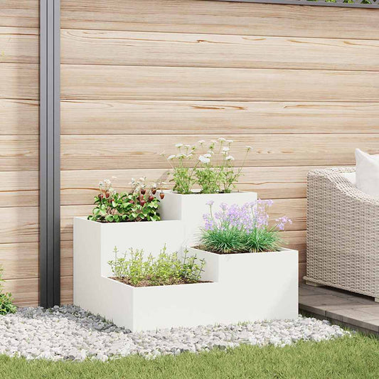 vidaXL Garden Planter White 80 x 80 x 60 cm Steel