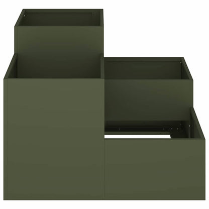 vidaXL Garden Planter Olive green 80 x 80 x 60 cm Steel