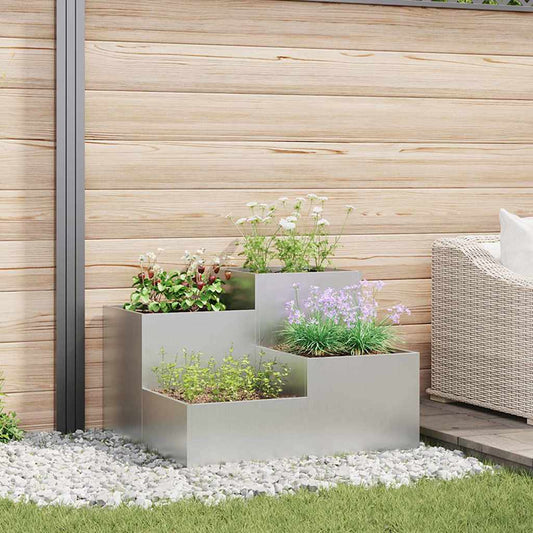 vidaXL Garden Planter Silver 80 x 80 x 60 cm Galvanised steel