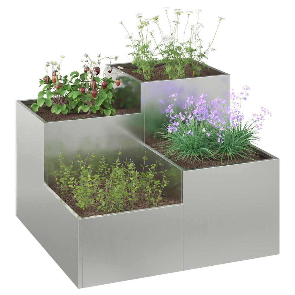 vidaXL Garden Planter Silver 80 x 80 x 60 cm Galvanised steel