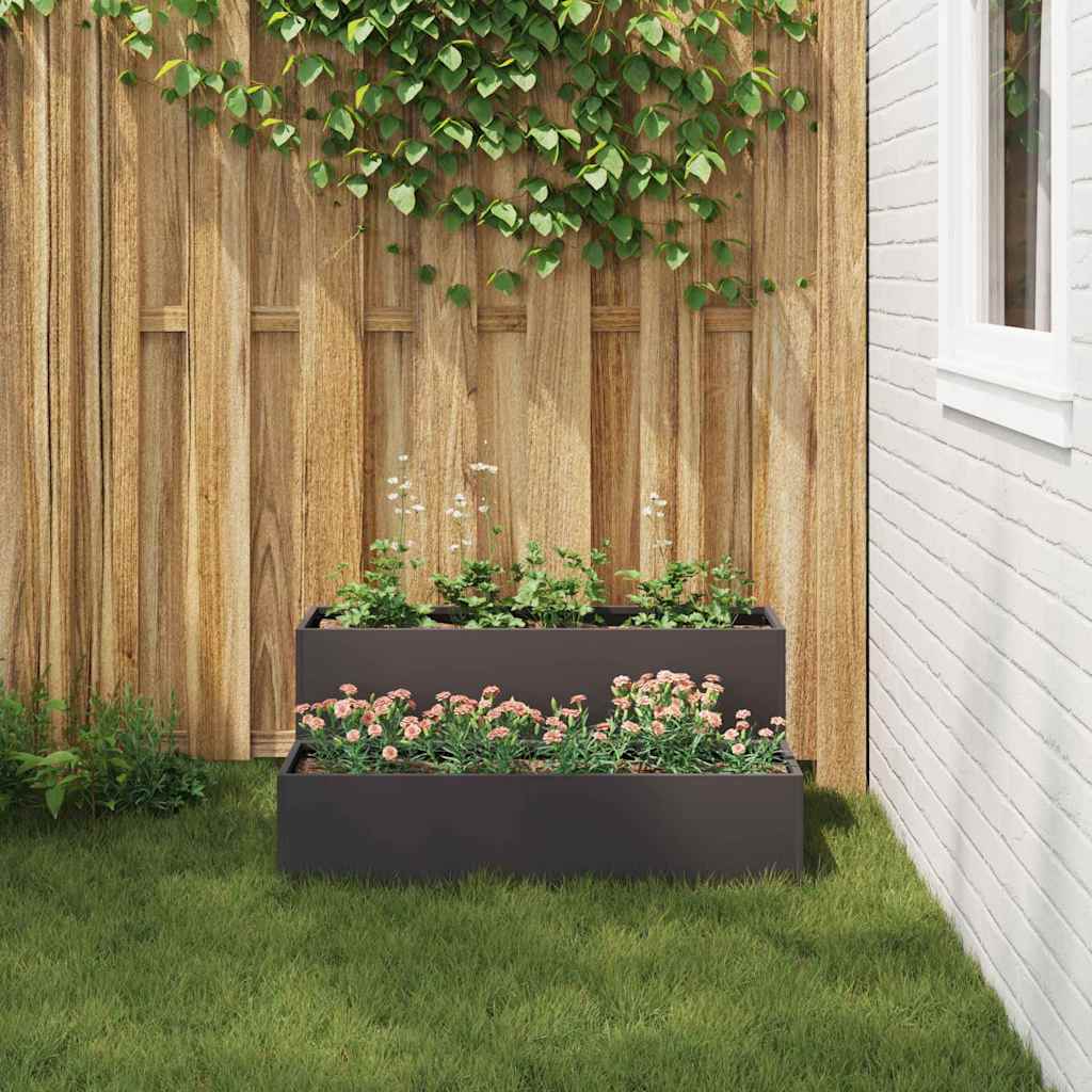 vidaXL Garden Planter Black 100 x 60 x 45 cm Cold-rolled Steel