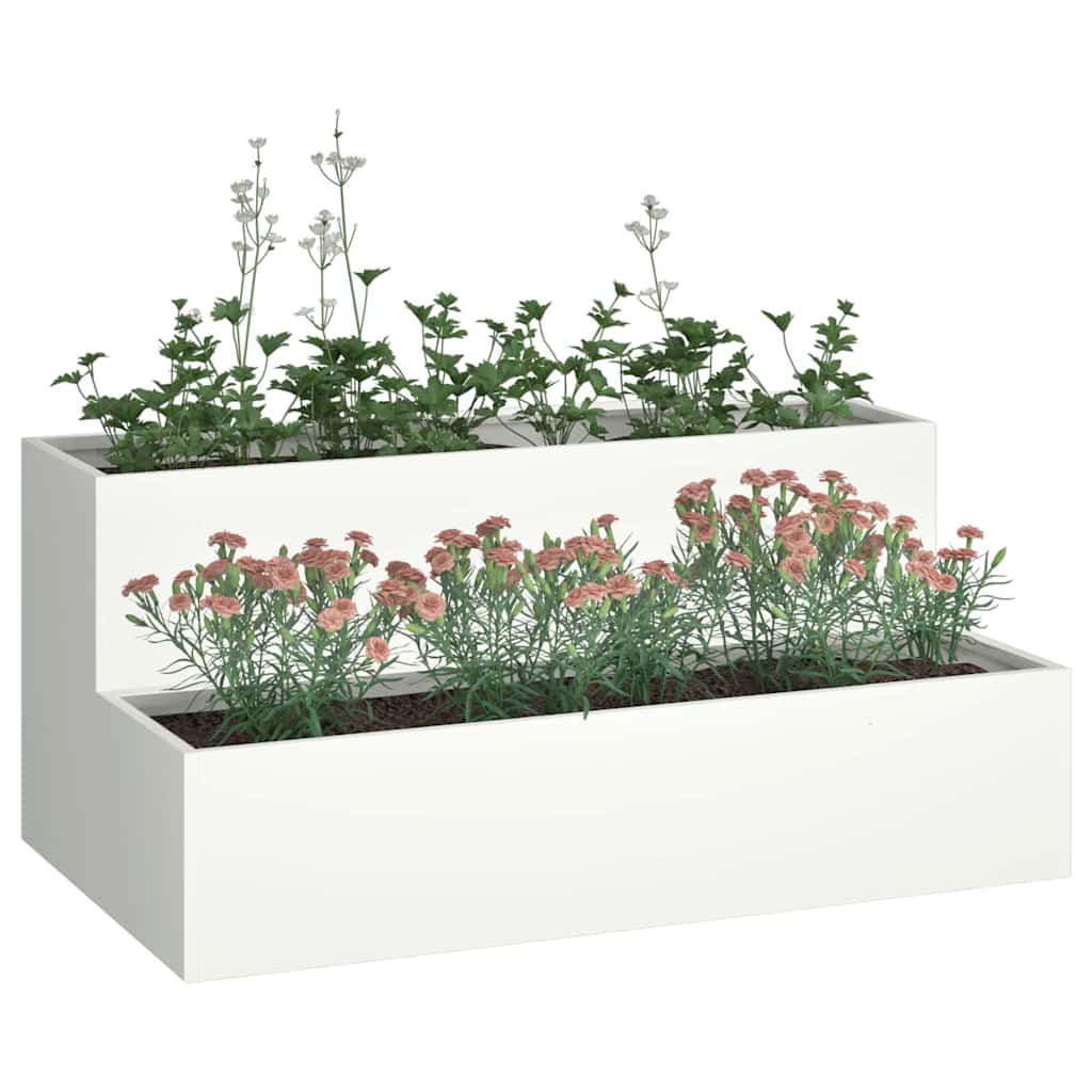 vidaXL Garden Planter White 100 x 60 x 45 cm Cold-rolled Steel