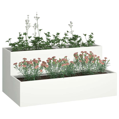 vidaXL Garden Planter White 100 x 60 x 45 cm Cold-rolled Steel