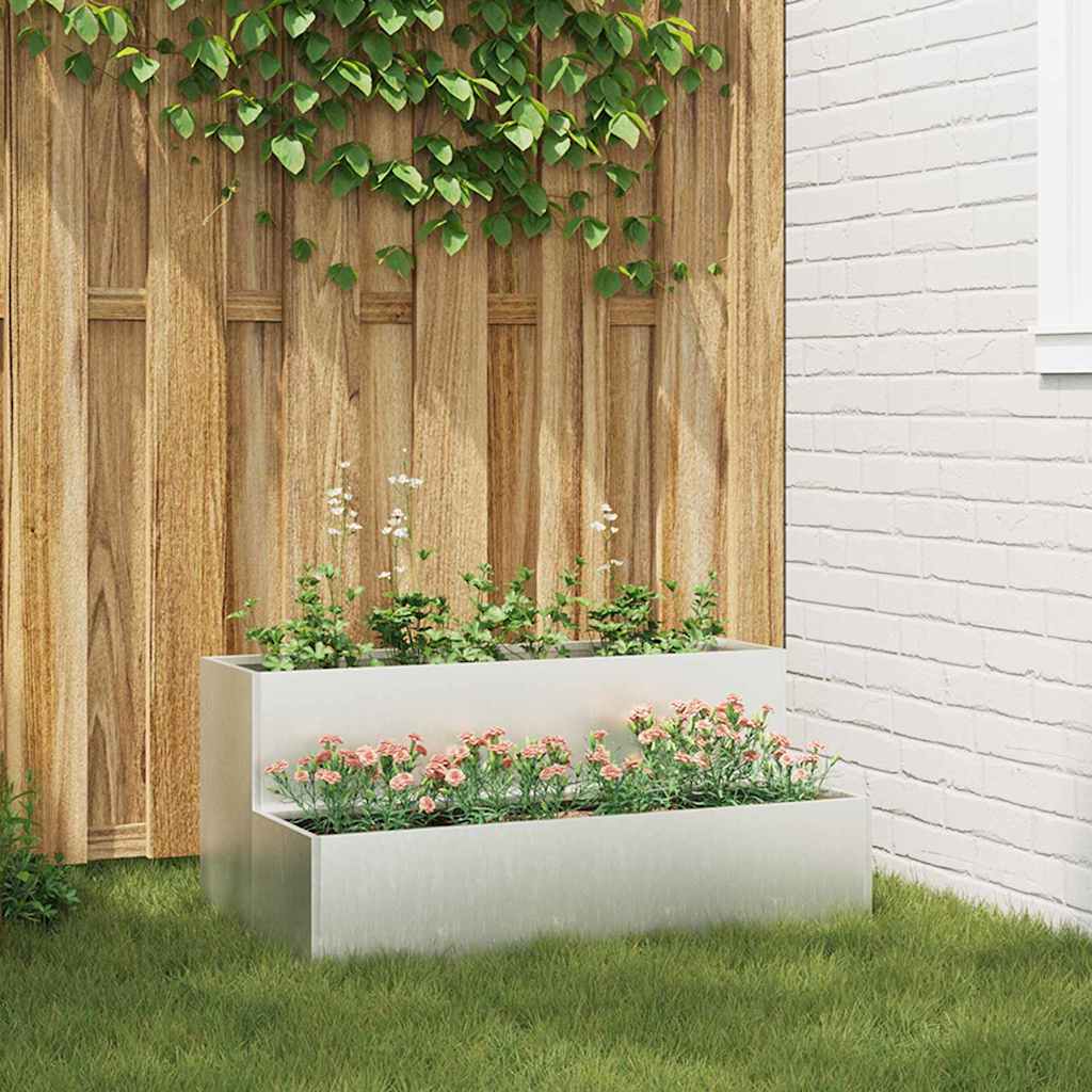 vidaXL Garden Planter Silver 100 x 60 x 45 cm Stainless Steel