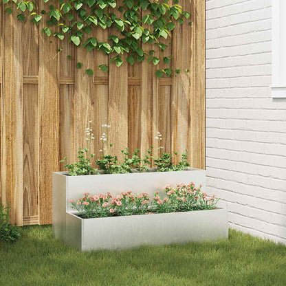 vidaXL Garden Planter Silver 100 x 60 x 45 cm Stainless Steel