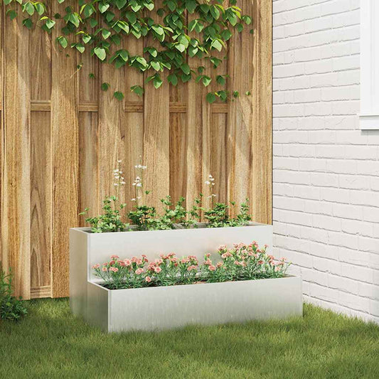 vidaXL Garden Planter Silver 100 x 60 x 45 cm Stainless Steel