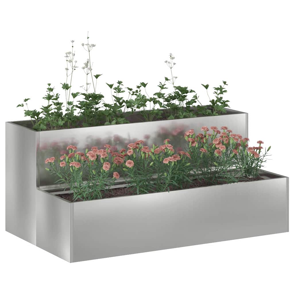 vidaXL Garden Planter Silver 100 x 60 x 45 cm Galvanised Steel