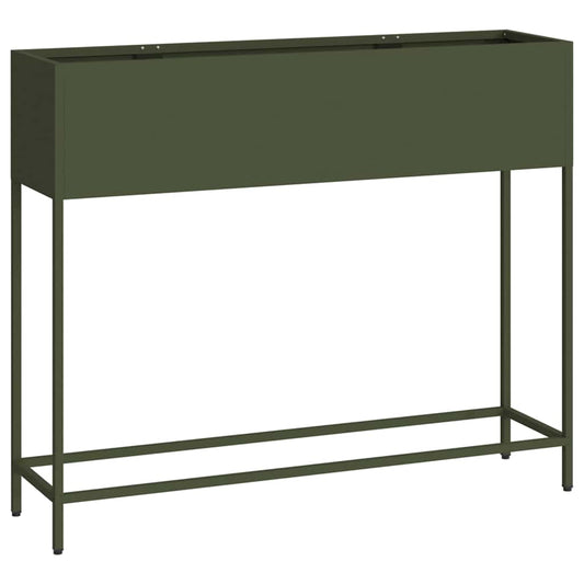 vidaXL Raised Garden Planter Olive green 100 x 26 x 82 cm Steel