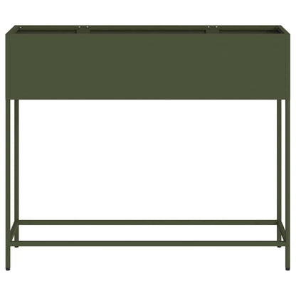 vidaXL Raised Garden Planter Olive green 100 x 26 x 82 cm Steel