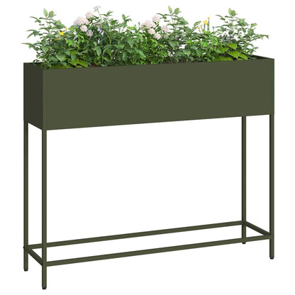 vidaXL Raised Garden Planter Olive green 100 x 26 x 82 cm Steel