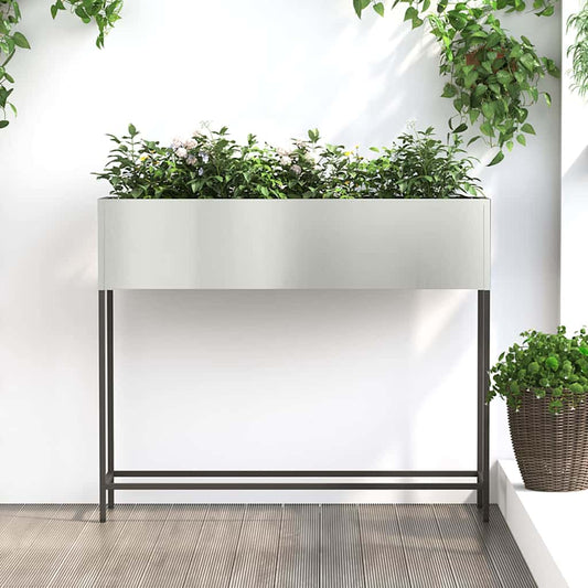 vidaXL Raised Garden Planter Silver 100 x 26 x 82 cm Galvanised Steel