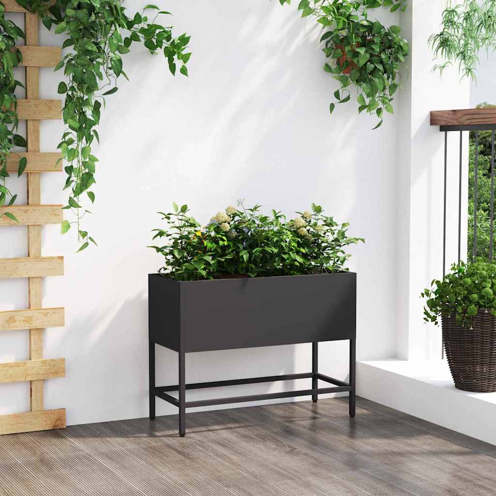 vidaXL Raised Garden Planter Black 60 x 26 x 45 cm Steel