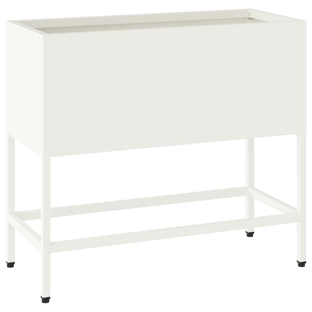 vidaXL Raised Garden Planter White 60 x 26 x 48 cm Steel