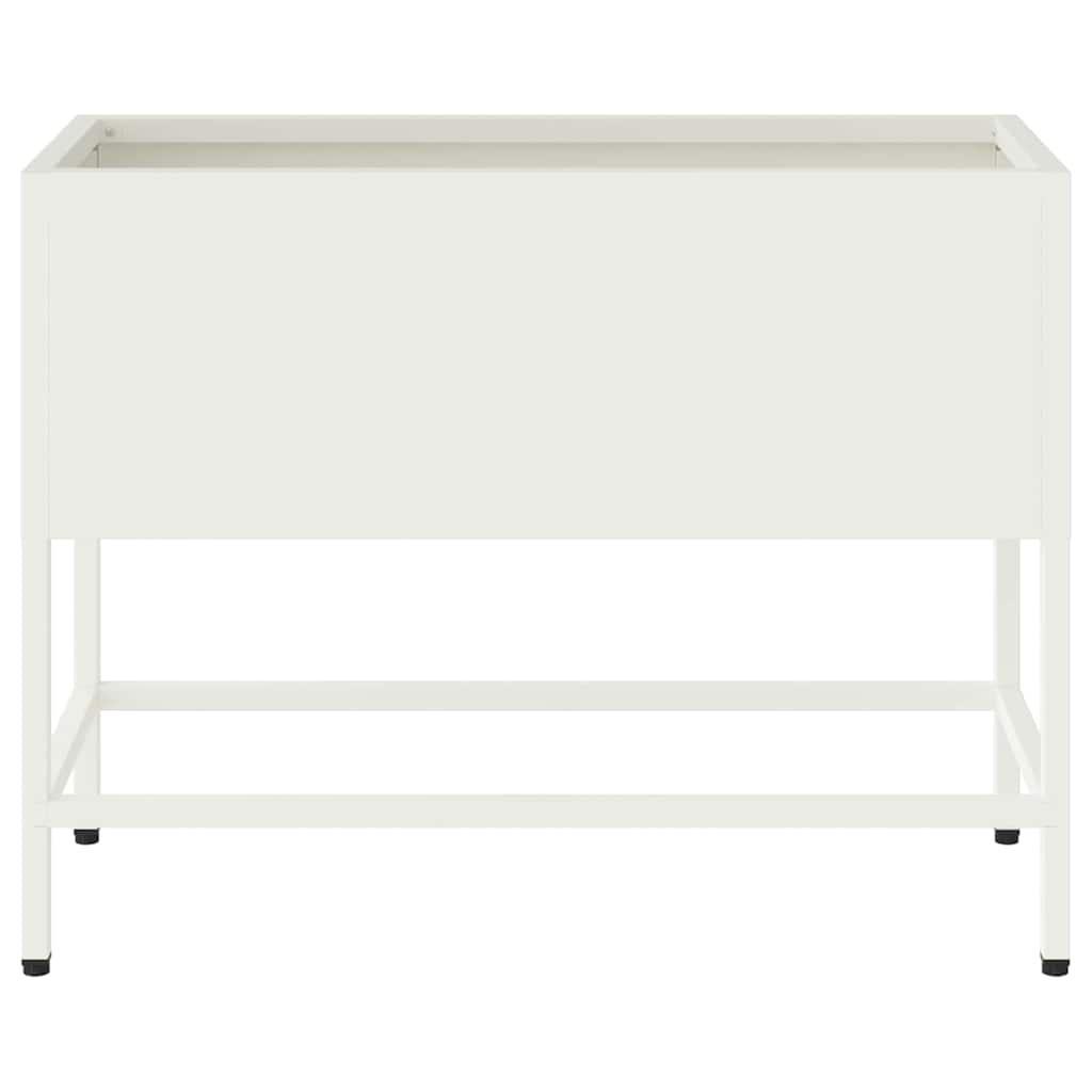 vidaXL Raised Garden Planter White 60 x 26 x 48 cm Steel
