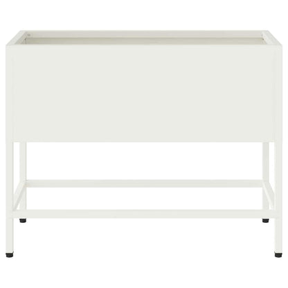 vidaXL Raised Garden Planter White 60 x 26 x 48 cm Steel